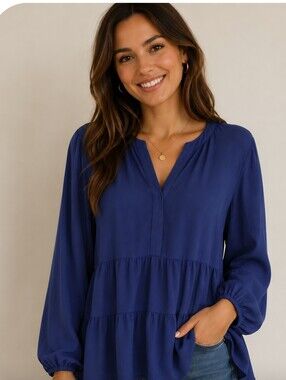Reitmans Long Sleeve Tiered Short Dress/Blouse